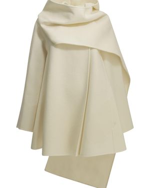 Alaïa Short Coat With A Wool Scarf - Natural