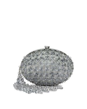 Self-Portrait Clutch With Crystals - Grey
