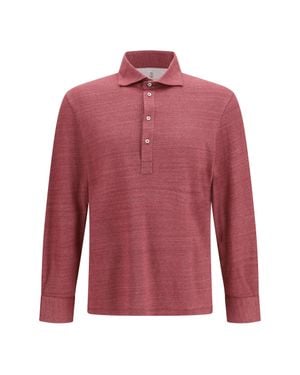 Brunello Cucinelli Long-Sleeve Polo - Red