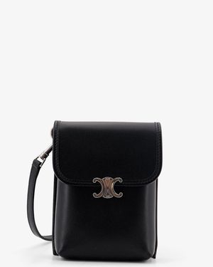 Celine Soft Triomphe Leather Belt Bag - Black