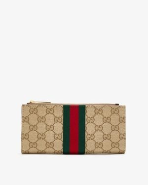 Gucci Gg Wallet With Web Detail - Natural