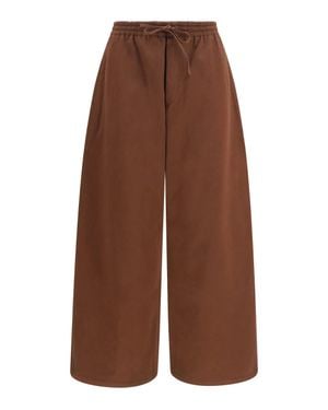 Loewe Drawstring Cotton Trousers - Brown