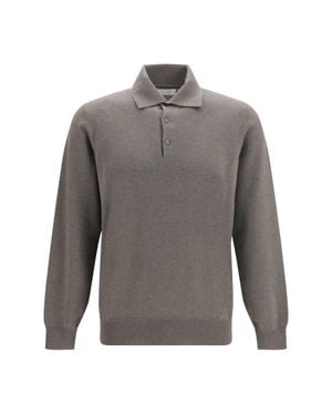 Brunello Cucinelli Cashmere Knit Polo Army Washed - Grey
