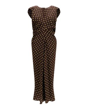 Marni Printed Polka Dot Crepe Dress - Brown