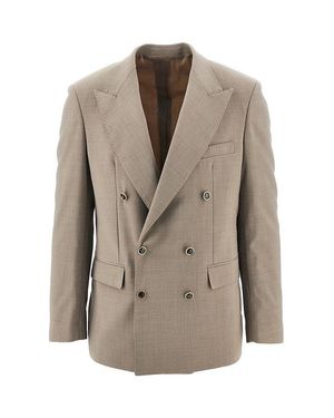 MARSĒM Stretch Wool-Blend Double-Breasted Jacket - Brown
