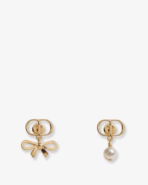 Dior Dior Cd Mini Bow Brass Earrings - Natural