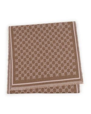 Gucci Gg Wool Scarf - Brown