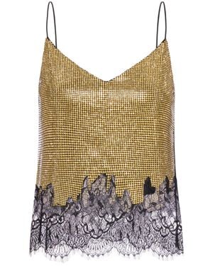 Self-Portrait Tank Top With Sequins - Natural