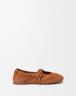 Loewe Pebble Soft Suede Ballet Flats - White