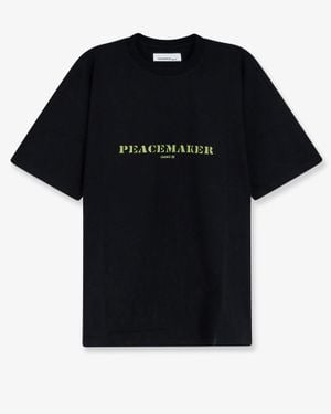 Oamc Peacemaker Cotton T-Shirt With Stencil Print - Black