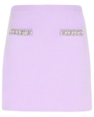 Self-Portrait Knit Miniskirt - Purple
