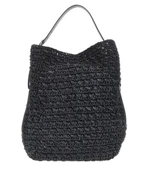 TOTEME Woven Raffia Belted Tote Bag - Black