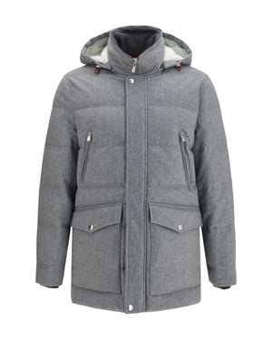 Brunello Cucinelli Down Jacket Cashmere Light-Lead/Lead Padded - Gray