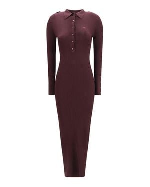 Courreges Rib Knit Polo Long Dress - Purple