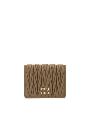 Miu Miu Nappa Leather Quilted Wallet - Natural