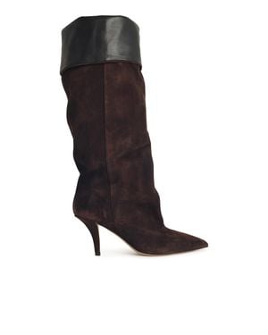 Paris Texas Ines Reverse 75' Chocolate Suede Boots - Black