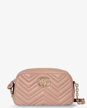 Gucci Gg Marmont Leather Camera Bag Crossbody Bag - Pink