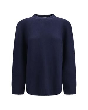 Prada Crewneck Jumper With Suede Elbow Patches - Blue