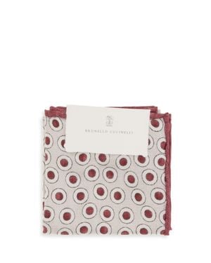 Brunello Cucinelli Silk Pocket Square - White