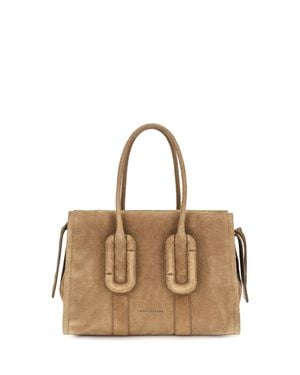 Marc Jacobs Babe City Tote Suede Handbag Hazelnut - Natural