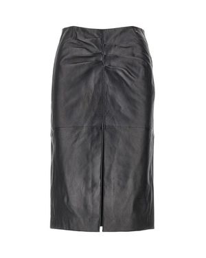 Isabel Marant 'Tuline' Leather Midi Skirt - Grey
