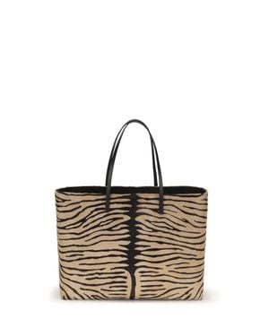 Fendi Roll Medium Shopping Bag Nero+Naturale - White