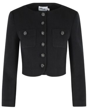 Self-Portrait Self Portrait Wool Blend Padded Jacket - Black