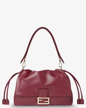 Fendi Large Soft Leather Baguette Bag - Red