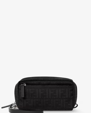Fendi Ff Zucca Jacquard Fabric Clutch Bag - Black