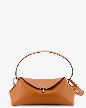 TOTEME T-Lock Hammered Leather Shoulder Bag - Brown