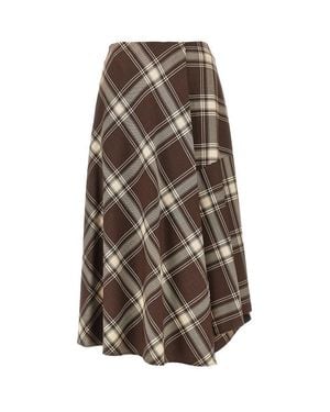 Weekend by Maxmara Check Batavia Midi Skirt - Brown