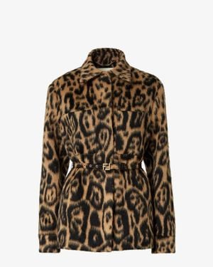 Fendi Wool Belted Jacket - Brown