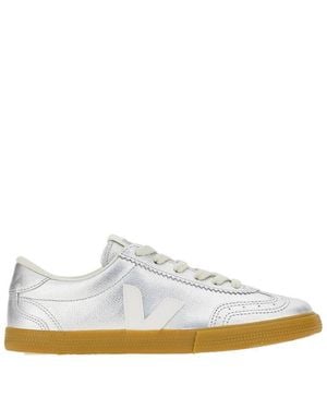 Veja Metallic Leather 'Volley' Trainers - White
