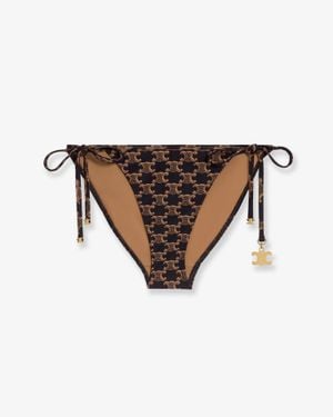 Celine Jersey Bikini Bottom With Monogram Print - Natural