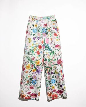 Gucci Silk Wide Leg Pants - Blue