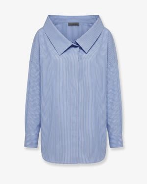 Balenciaga Oversized Cotton Stole Shirt - Blue