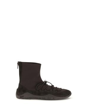 Dear Frances Scuba Nappa Booties Espresso Stretch - White