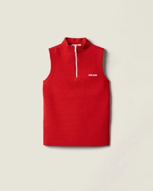 Miu Miu Virgin Wool Sleeveless Jumper - Red