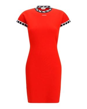 Versace Cotton Knit Mini Dress - Red