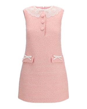 Self-Portrait Dress Bouclé Mini - Pink
