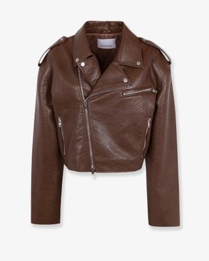 Frankie Shop Daphne Faux Leather Biker Jacket - Brown