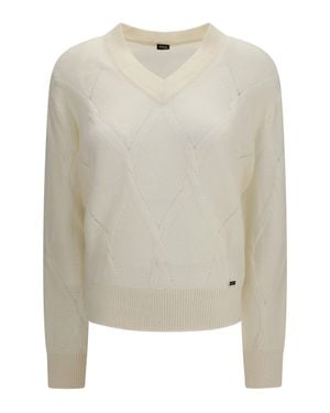 Kiton V Neck Jumper Panna - White
