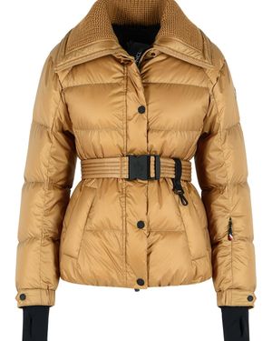 Moncler Padded 'Bataillouse' Ski Jacket With Camel Polyamide Belt - Natural