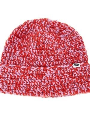 Obey 'Desmond' Crochet Beanie Hat - Red