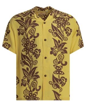 Sun Surf Pictograph Flower Shirt - Yellow