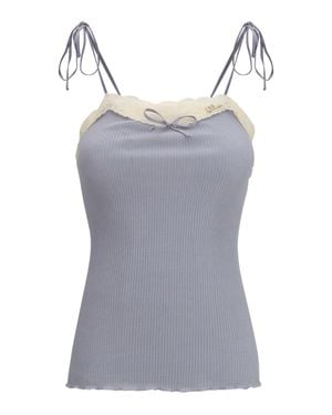 Chloé Chloé Jersey And Lace Thin Strap Top Cashmere - Gray