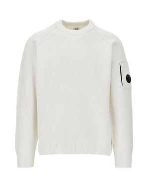 C.P. Company Cotton Chenille Crewneck Jumper - White