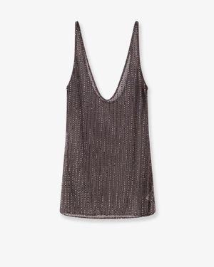 VENUJA Short Dress With Rhinestone Detail - Purple
