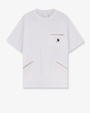 SACAI X CARHARTT WIP Cotton T-Shirt With Frontal Logo Patch - White