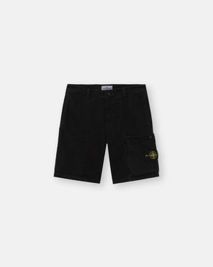 Stone Island Cargo Shorts With Logo Patch - Black